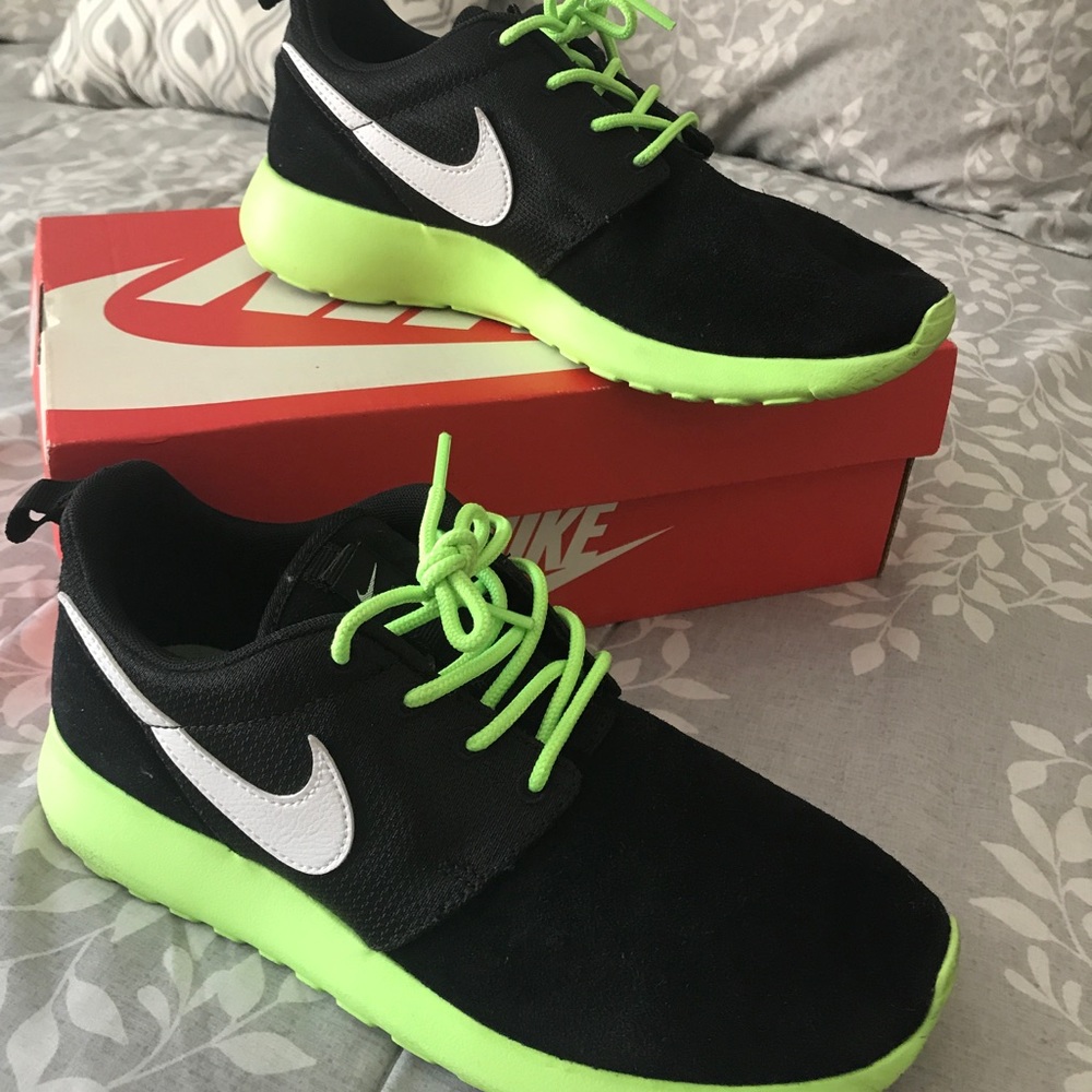 Neon and Black Nike Roshes